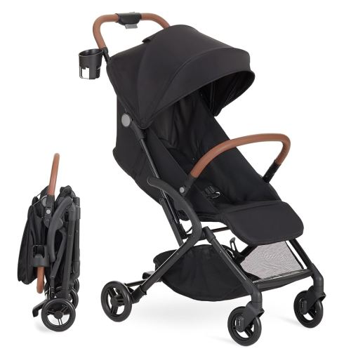 Dream On Me RioGlide Baby Stroller, Black – Lightweight, Compact, Quick-Fold Travel Stroller with Adjustable Backrest & 5-Point Harness