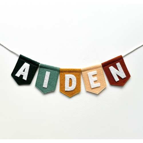 Felt Banner (small) with Custom Lettering - Personalized Flag Decor for Baby Nurseries and Kids Rooms | Name Bunting Banner