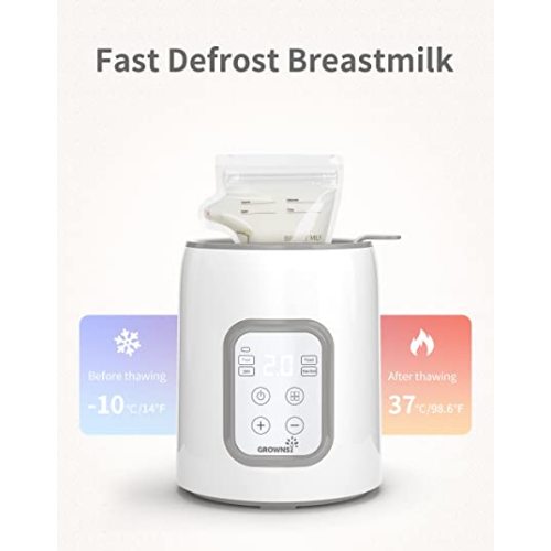 Bottle Warmer, GROWNSY 8-in-1 Fast Baby Milk Warmer with Timer for Breastmilk or Formula, Accurate Temperature Control, with Defrost, Sterili-zing, Keep, Heat Baby Food Jars Function - Gray