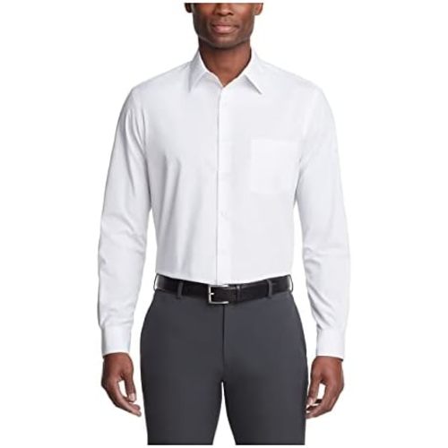 Van Heusen Mens Dress Shirt Regular Fit Poplin Solid
