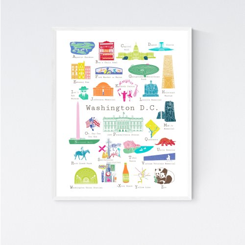Washington D.C. A to Z Wall Art Print by Chufish Studio | ABCs alphabet decor for the home, office, classroom, or nursery