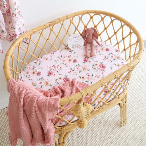 Birds & Blooms Organic Fitted Bassinet Sheet & Change Pad Cover | Snuggle Hunny