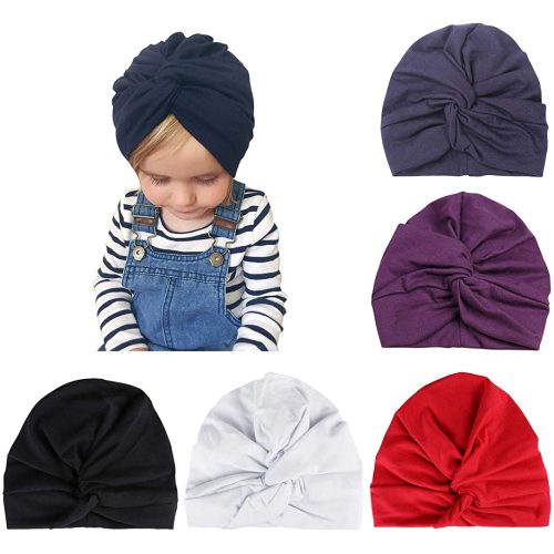 DRESHOW BQUBO 5 Pieces Baby Turban Hats Turban Bun Knot Baby Infant Beanie Baby Girl Soft Cute Toddler Cap