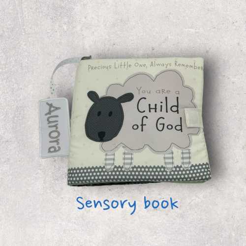 RESTOCK! Personalized baby soft book, sensory toys cloth book, 1st birthday gifts, Christian baby interactive toy, Baptism Christening