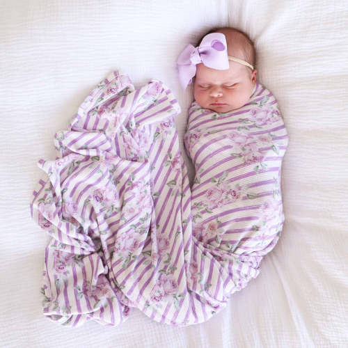 Lila's Lilacs Bamboo Waffle Oversized Swaddle Blanket