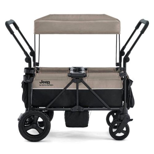Jeep Wrangler Mojave All-Terrain 2- Seater + Stroller Wagon with Built-In Standing Board by Delta Children - Tan/Black