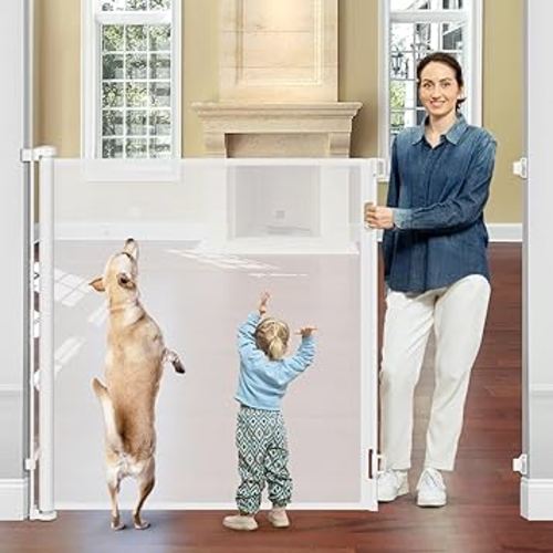 48" Extra Tall Baby Gates for Dogs Indoor 55" Wide Retractable Baby Gate Extra Tall Dog Gate for Stairs Retractable Dog Gate Extra Tall Pet Gate Tall Outdoor Retractable Gate Tall Retractable Pet Gate
