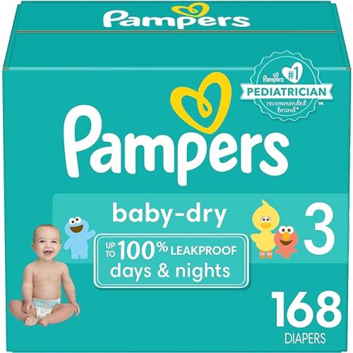 Pampers Baby Dry Diapers - Size 3, 168 Count, Absorbent Disposable Diapers