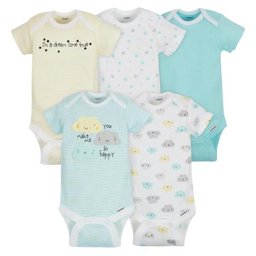 Baby Boy & Girl Short Sleeve Onesies® Brand Bodysuits - Clouds | Gerber Childrenswear