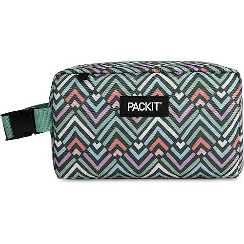 PackIt Freezable Snack Box, Diamond Chevron, Built with ECOFREEZE Technology, Collapsible, Zip Closure with Buckle Handle, Designed For Work Snacks, Fresh Snacks On the Go, Adults, and All Ages