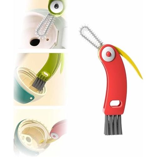 3 in 1 Cup Lid Cleaning Brush, 2024 Upgrade Crevice Cleaning Brush Set for Baby Bottle Gap Tight Spaces Cup, 3 in 1 Multifunctional Cleaning Brush Portable Cup Lid Cleaner with Brush (A2)