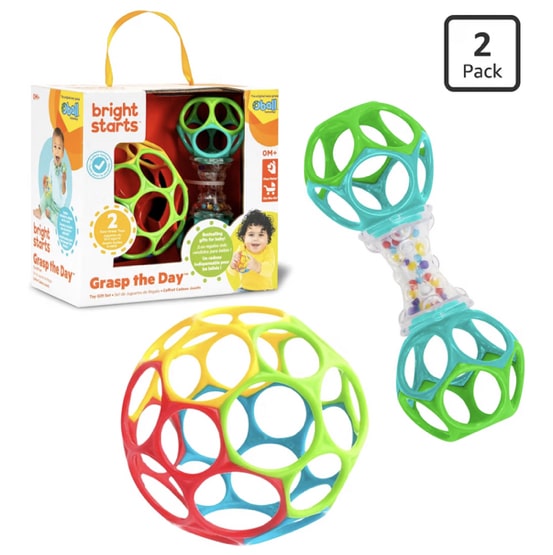 Amazon.com: Bright Starts Easy-Grasp Oball Bundle Gift Set - Grasp The Day, Ball and Rattle Toys 2-Pack, BPA Free, Unisex, Newborn+