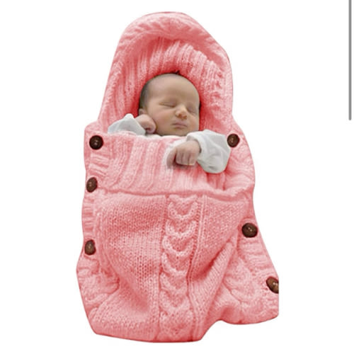 XMWEALTHY Newborn Baby Wrap Swaddle Blanket Knit Sleeping Bag Sleep Sack Stroller Wrap for Baby(Light Pink) (0-6 Month)