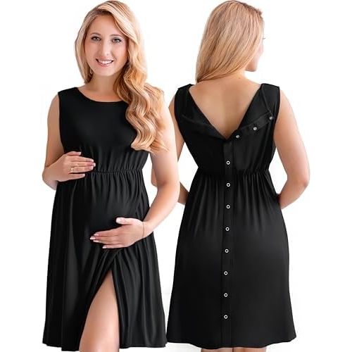 ECO BABY Made With Love 3 in 1 Labor and Delivery Gown for Hospital/Nursing Nightgown/Maternity Dress for Breastfeeding