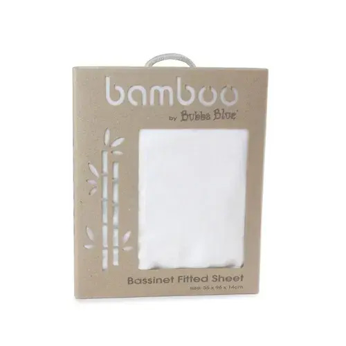 Bubba Blue Bamboo Bassinet Fitted Sheet White | Baby Bunting AU