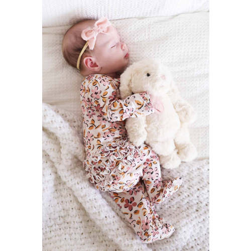 Mauvelous Meadow Ruffle Zipper Footie | Caden Lane