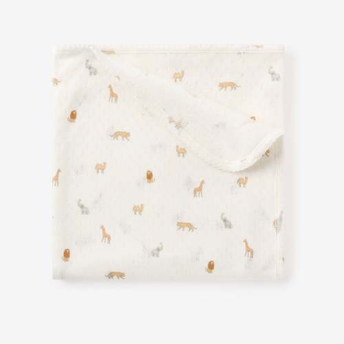 Neutral Safari Print Organic Cotton Pointelle Baby Blanket – Elegant Baby