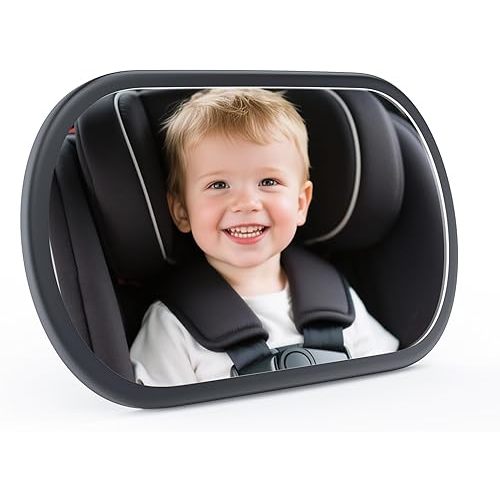 Baby Car Mirror for Backseat - Rear Facing Car Seat Mirror Safety for Infant Newborn - Easily Observe the Baby Move,Clear Wide View,360°Rotation, Secure, Shatterproof - Black