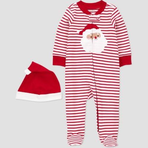 Carter's Just One You® Baby Christmas Striped Santa Claus Sleep N' Play with Hat - Red