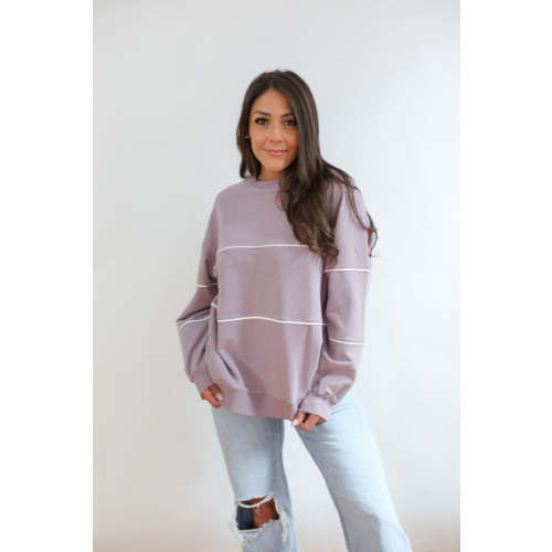 Relaxed Fit Invisible Zipper Breastfeeding Sweatshirt with Piping - Movemama