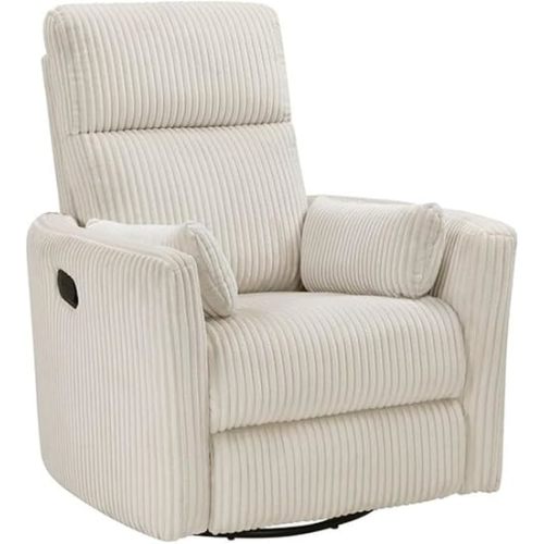 Lexicon Traverse Corduroy Swivel Glider Reclining Chair in Beige