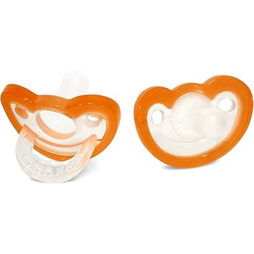 RaZbaby Jollypop Pacifier for Newborns & Up, USA Made, Natural Shaped Orthodontic Binky, Lovingly Shared in NICUs & Hospitals Worldwide, Medical-Grade 100% BPA-Free - 0-3 Months, 2 Pack - Orange