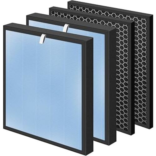 HSP001 True HEPA Filter Replacements Compatible with HATHASPACE Air Purifier Filters HSP001,4 in 2 H13 True HEPA Filter with Activated Carbon Pre-Filter,2 Pack