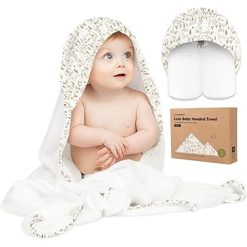 KeaBabies Hooded Baby Towel for Newborn - Viscose Derived from Bamboo Large Baby Bath Towels with Hood for Boys, Girls, Toddler, Extra Absorbent & Soft Newborn Bath Essentials (Wildwood)