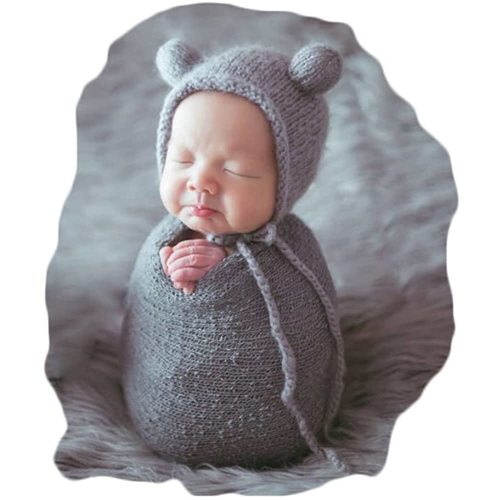 Newborn Baby Photography Props Outfits Hat Long Ripple Wrap Set for Boys Girls Photo Props Set