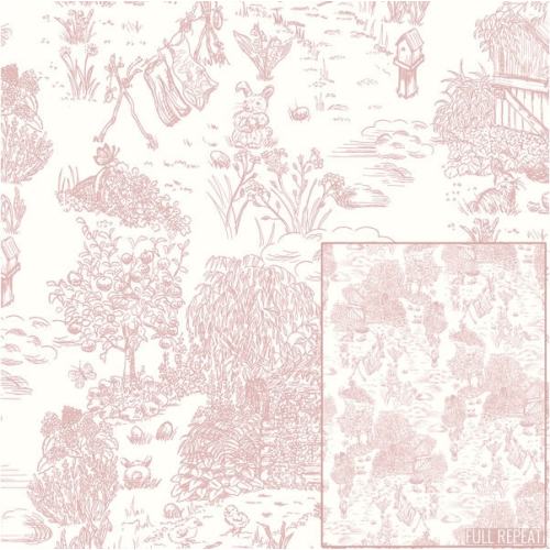 NEW pink cottage toile Baby Bedding Fitted Crib Sheet botanical Mini custom village Cottage bunnies rabbit BLUSH