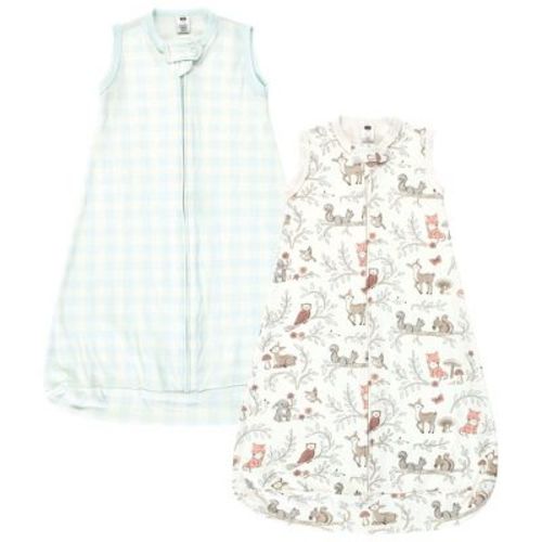Hudson Baby Infant Girl Cotton Long-Sleeve Wearable Sleeping Bag, Sack, Blanket, Girl Woodland Pals Sleeveless, 0-3 Months