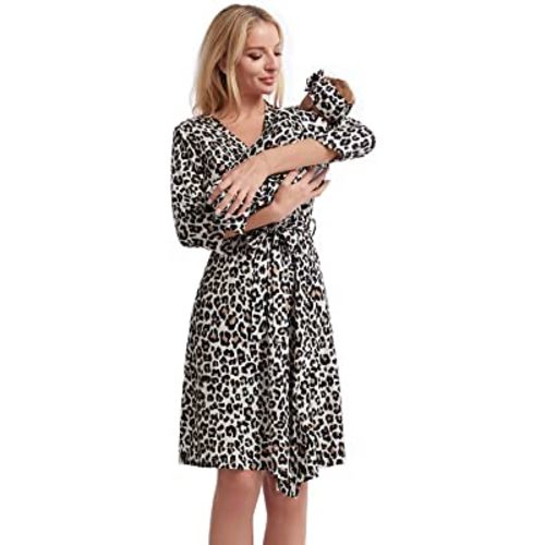 Galabloomer Maternity Robe and Baby Receiving Blanket,Matching Mommy Labor Delivery Robe and Swaddle Set