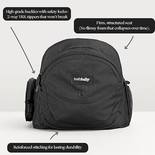 Tushbaby The Original Premium Quality Hip Seat Carrier – Safety-Certified Baby & Toddler Carrier with Secure Safety Buckles, No-Flimsy-Foam Design, Storage Pockets & Nursing Pillow. 0–3 yrs