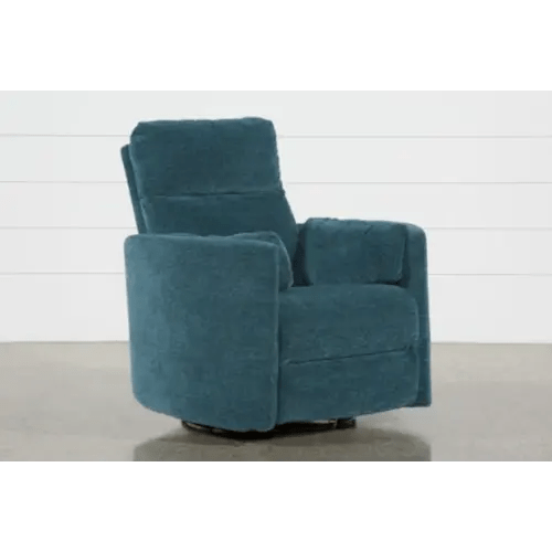 Rayna Peacock Blue Nursery Power Swivel Glider Recliner With USB | Rocker