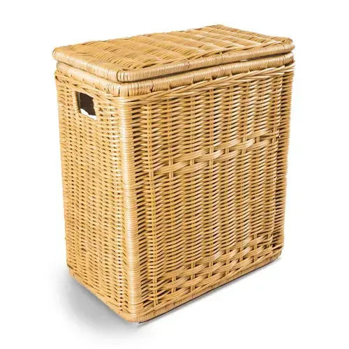 Narrow Rectangular Wicker Laundry Hamper
