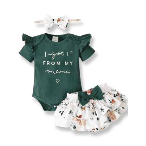 PatPat 3pcs Newborn Outfit 0-18 Month, Baby Girl Cotton Romper, Floral Shorts & Headband