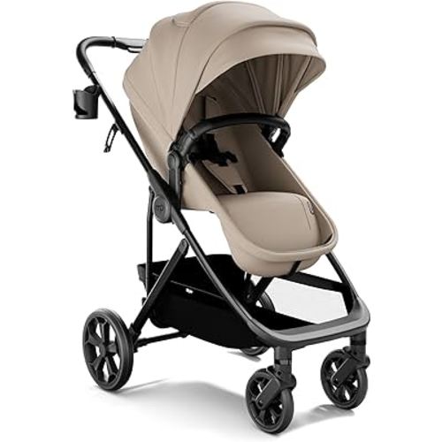 Mompush Wiz Pro 4-in-1 Baby Stroller with Newborn Mode, Full-Size All-Terrain Premium Stroller from Newborn to Toddler, Snack Tray Included for Easy Feeding & Outing, Lay-Flat in Seconds