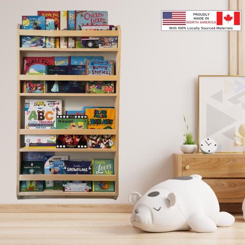 Montessori Kids Bookshelf, Handcrafted, Book Shelf Organizer, Wooden Children's Bookcase, Book Rack for Kids Nursery and Play Room