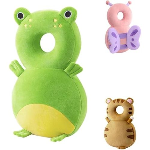 Toddler Baby Head Protection Cushion Backpack Wear,Green Frog