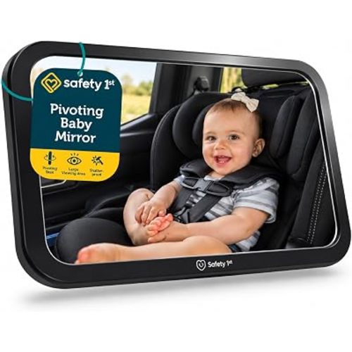 Safety 1st Baby Backseat Headrest Mirror for Rear Facing Infant Car Seat View, Universal Shatterproof Light & Wide Rearview Convex Glass, Black