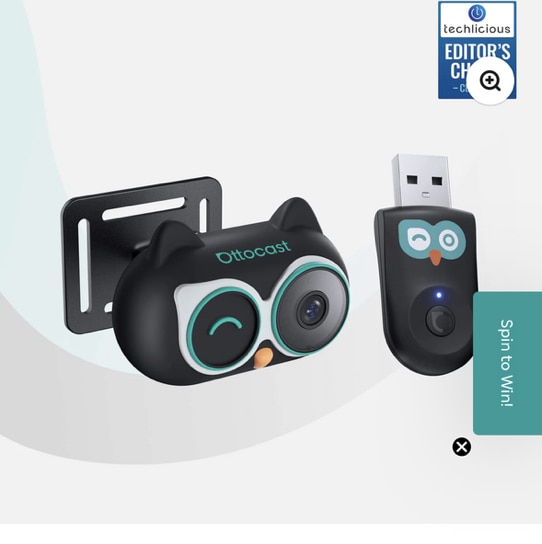 Ottocast Cabin Care Wireless CarPlay Adapter with Rear Seat Monitor