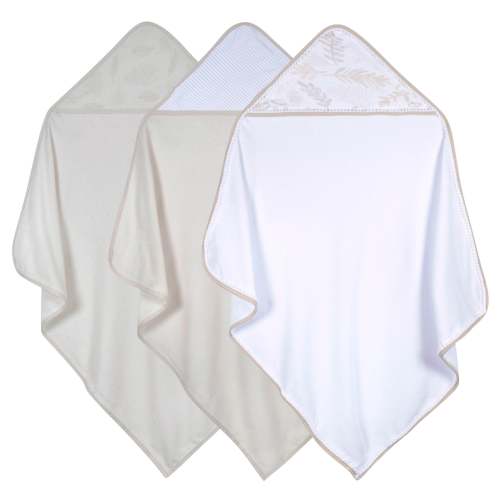 3-Pack Baby Neutral Natural Foliage Hooded Towels