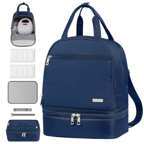 DERJUNSTAR Breast Pump Backpack for Working Moms – Spectra Compatible Pump Bag, Waterproof & Spacious with Pockets for Breast Pump, Bottles, and Nursing Essentials – Ideal for Spectra S1/S2, Blue