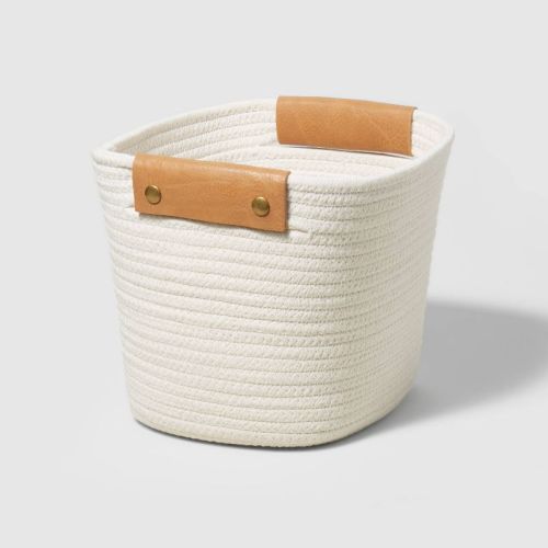 11" Decorative Coiled Rope Basket Cream - Brightroom™