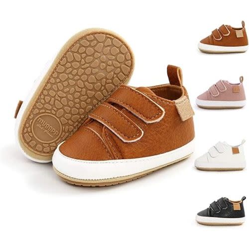 Meckior Toddler Baby Boys Girls High Tops Ankle Sneakers Soft Anti-Slip Sole PU Leather Moccasins Infant Newborn Prewalker First Walking Crib Shoes