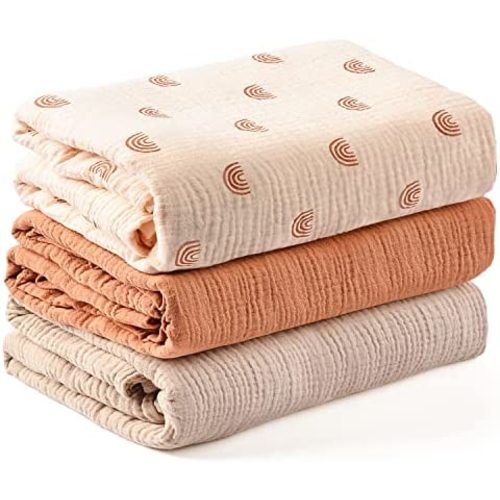 3 Pack Muslin Swaddle Blankets for Unisex, Newborn Receiving Blanket , Large 47 x 45 inches, Soft Breathable Muslin Baby Swaddles for Boys & Girls