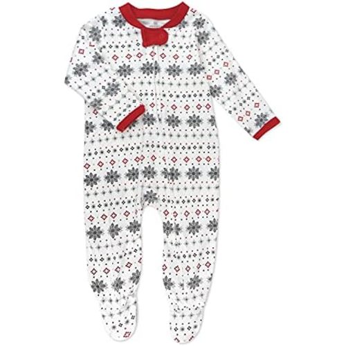 HonestBaby Baby Holiday Sleep and Play Footed Holiday Pajamas One-piece Sleeper Zip-front Organic Cotton Pjs