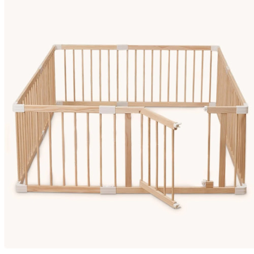HARPPA Baby Gate Playpen, DIY Foldable Wooden Play Gate, Non-Toxic Foldable Wooden Play Yard for Babies & Toddlers, Adjustable DIY Baby Fence, Large & Small Safe Play Area, Easy-Assembly Natural Finish Indoor Playpen, DIY Playpen Foldable Wooden Playpen,