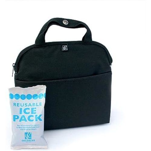 J.L. Childress MaxiCOOL Breast Milk Cooler Travel Bag - Insulated Baby Bottle Storage Bag, Portable Organizer Pack for Moms, Includes Ice Pack for Food & Breast Milk, Fits 4 Bottles - Black