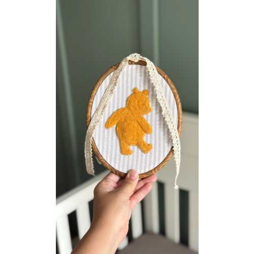 Needle Felt Vintage Pooh - Handmade Nursey Decor - Embroidery Hoop